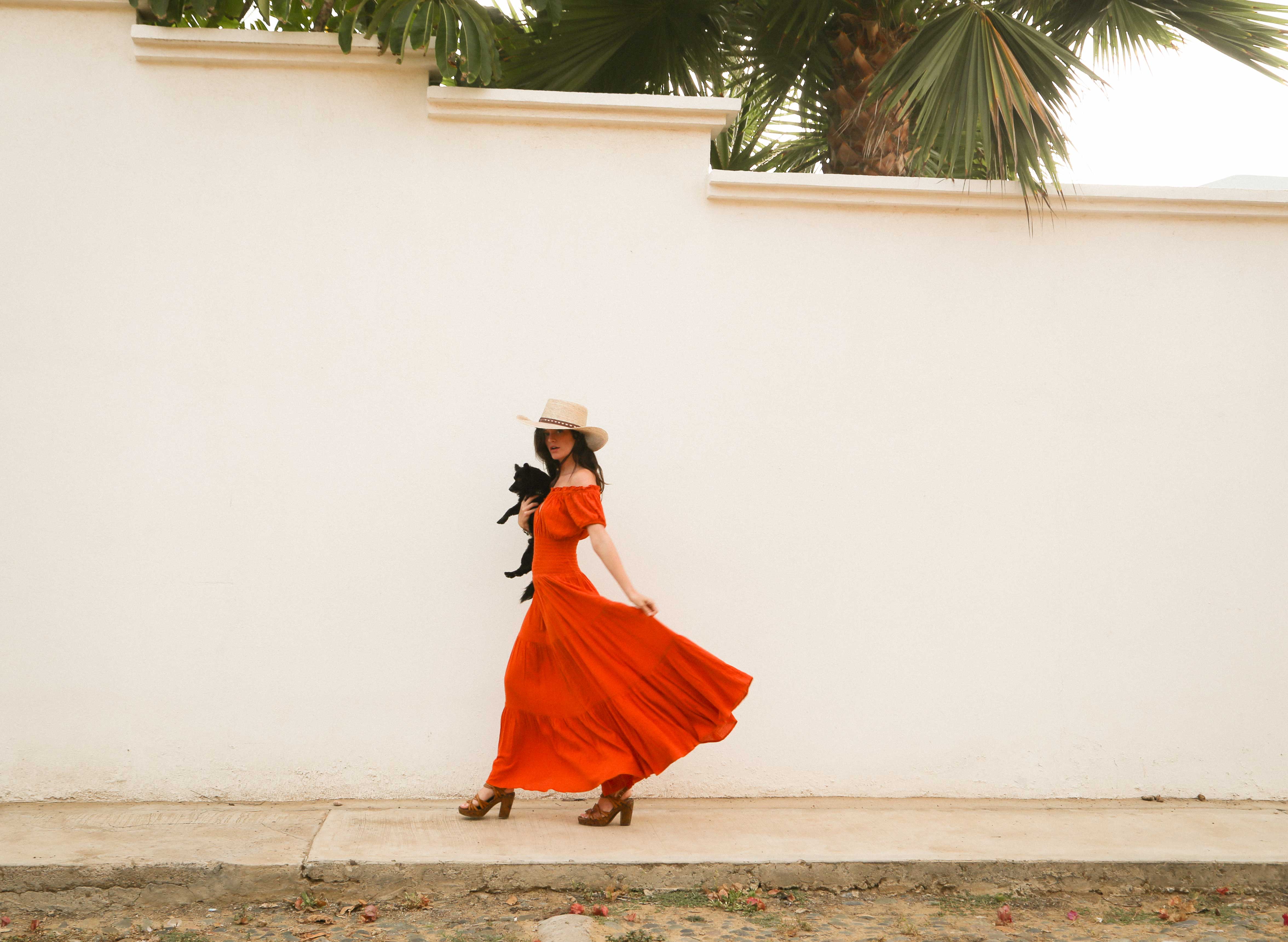 orange dress fashion mexico blogger